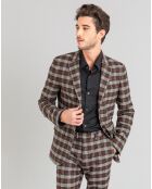 Veste Domino motif prince-de-galles marron