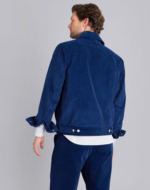 Veste zippée en coton de velours côtelé bleue