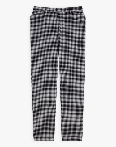 Pantalon Elvy en coton imprimé carreaux vichy noir