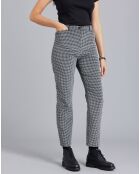 Pantalon Elvy en coton imprimé carreaux vichy noir