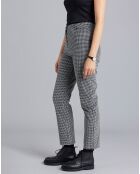 Pantalon Elvy en coton imprimé carreaux vichy noir