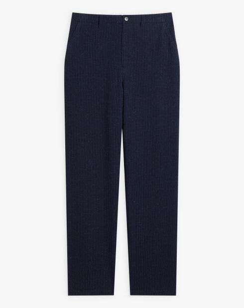 Pantalon en Laine mélangée taille haute bleu