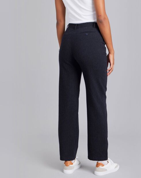 Pantalon en Laine mélangée taille haute bleu