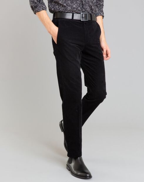 Pantalon Lucky slim en velours côtelé noir