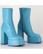 Bottines en Cuir Iara bleues - Talon 11.5 cm