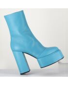 Bottines en Cuir Iara bleues - Talon 11.5 cm