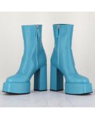 Bottines en Cuir Iara bleues - Talon 11.5 cm