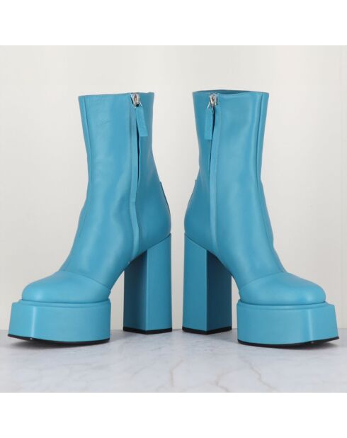 Bottines en Cuir Iara bleues - Talon 11.5 cm