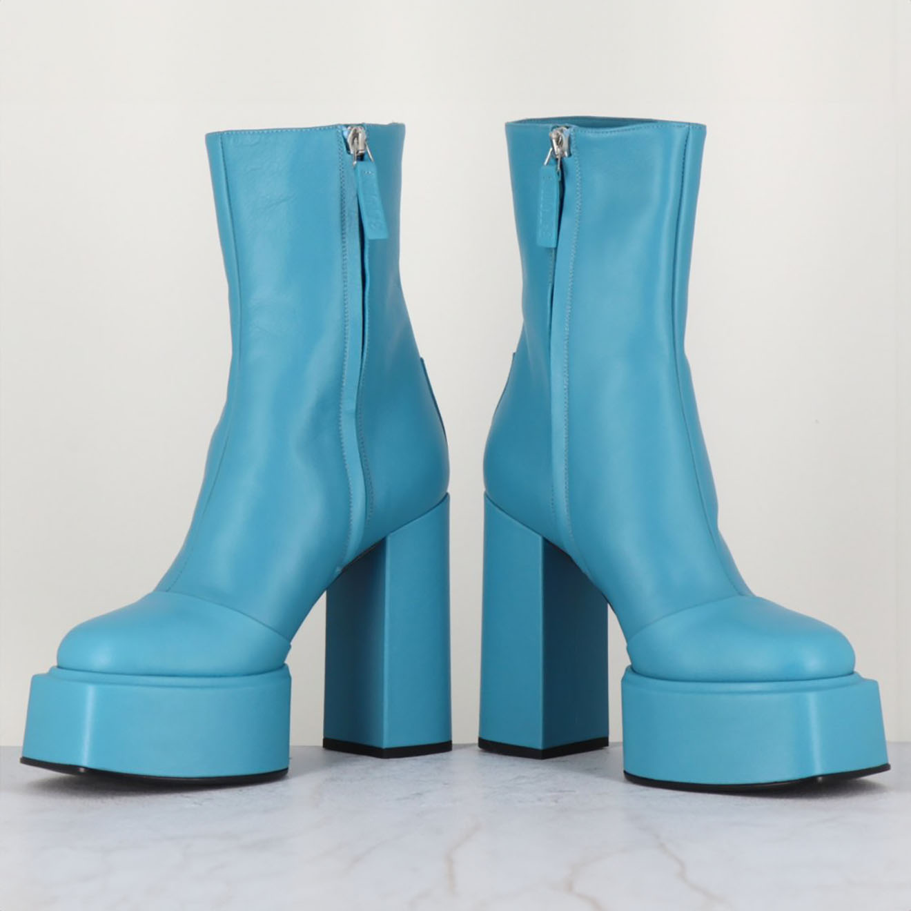 Bottines en Cuir Iara bleues - Talon 11.5 cm