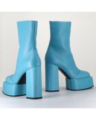 Bottines en Cuir Iara bleues - Talon 11.5 cm