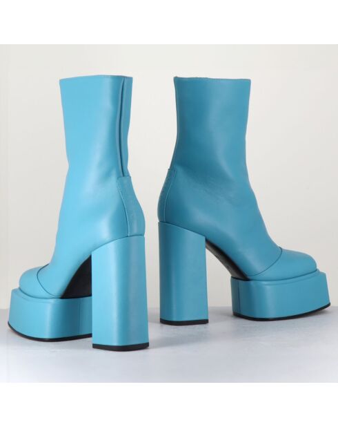 Bottines en Cuir Iara bleues - Talon 11.5 cm