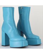 Bottines en Cuir Iara bleues - Talon 11.5 cm