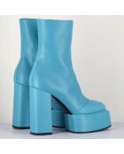 Bottines en Cuir Iara bleues - Talon 11.5 cm