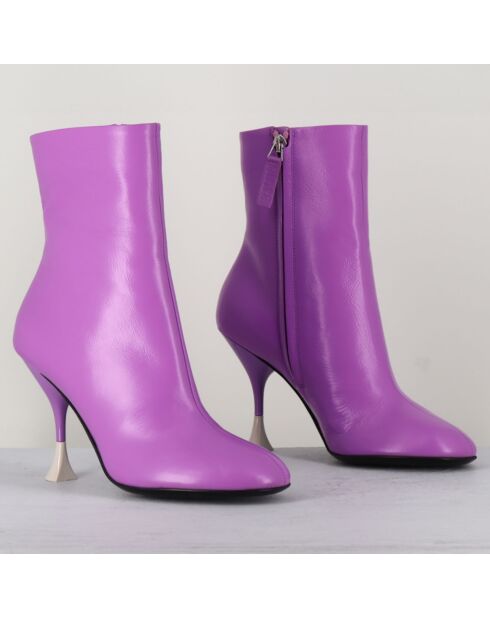 Lidia lila Lederstiefel - 9,5 cm Absatz