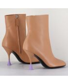 Beigefarbene Lederstiefel Lidia - 9,5 cm Absatz