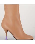 Beigefarbene Lederstiefel Lidia - 9,5 cm Absatz