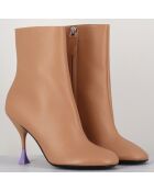 Beigefarbene Lederstiefel Lidia - 9,5 cm Absatz