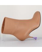 Beigefarbene Lederstiefel Lidia - 9,5 cm Absatz