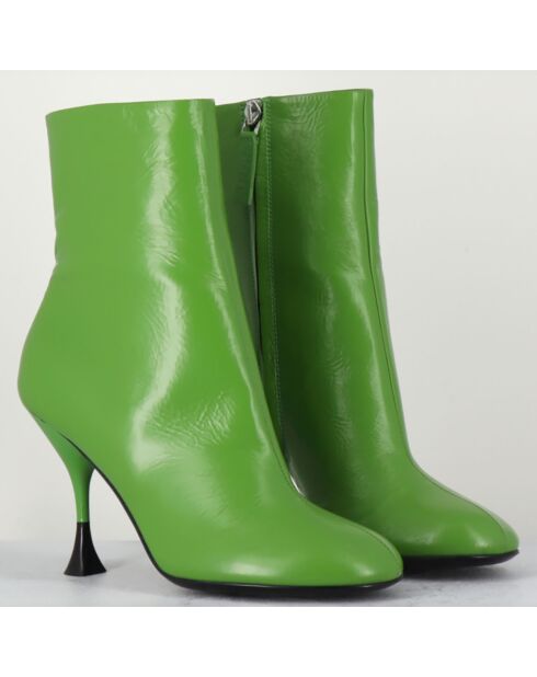 Bottines en Cuir Lidia vertes - Talon 9.5 cm