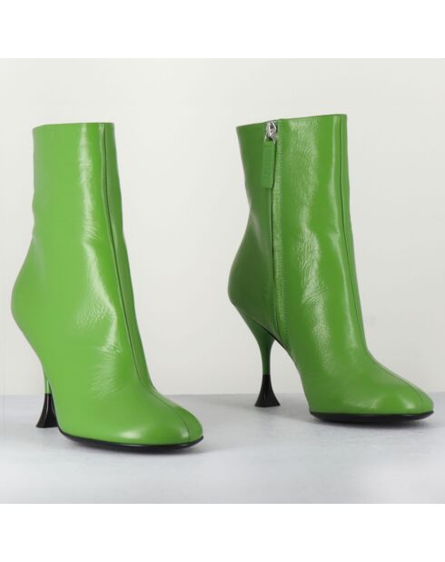 Bottines en Cuir Lidia vertes - Talon 9.5 cm
