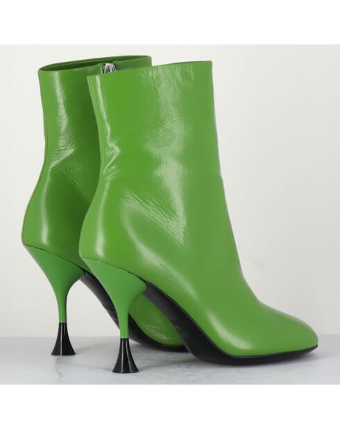 Bottines en Cuir Lidia vertes - Talon 9.5 cm