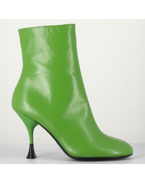 Bottines en Cuir Lidia vertes - Talon 9.5 cm