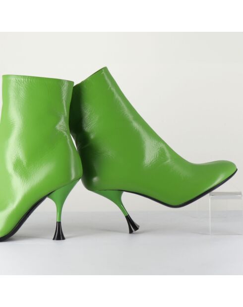 Bottines en Cuir Lidia vertes - Talon 9.5 cm