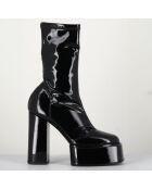 Bottines en Cuir verni Victoria noires - Talon 11.5 cm