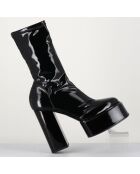 Bottines en Cuir verni Victoria noires - Talon 11.5 cm