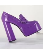 Mocassins à plateforme en Cuir verni Barsi violets - Talon 13 cm