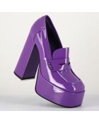 Mocassins à plateforme en Cuir verni Barsi violets - Talon 13 cm