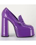 Mocassins à plateforme en Cuir verni Barsi violets - Talon 13 cm