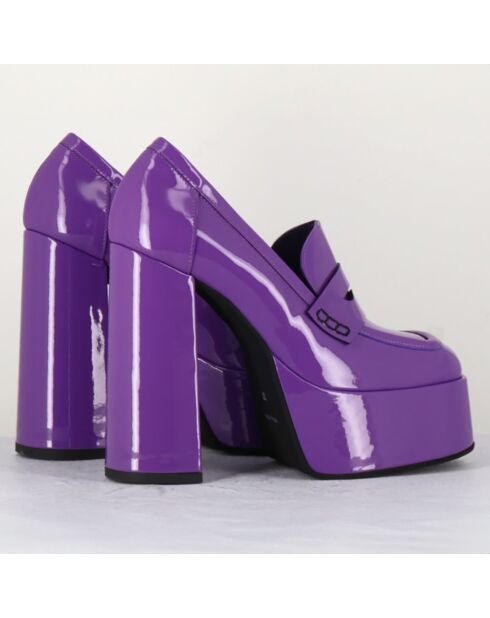 Mocassins à plateforme en Cuir verni Barsi violets - Talon 13 cm