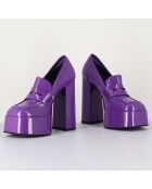 Mocassins à plateforme en Cuir verni Barsi violets - Talon 13 cm