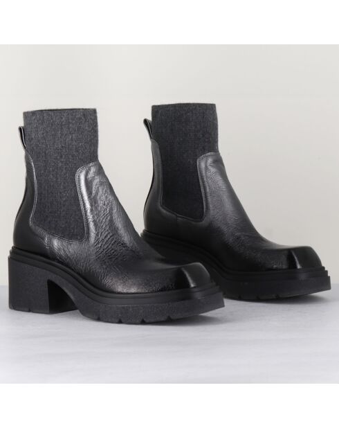 Chelsea boots en Cuir Gusto anthracite - Talon 6 cm