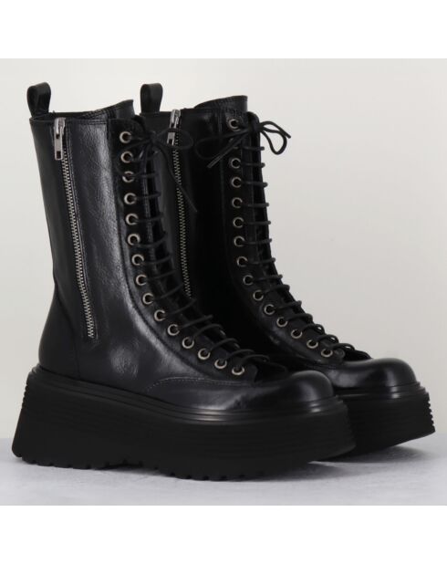 Boots en Cuir Pianu noires - Talon 6 cm