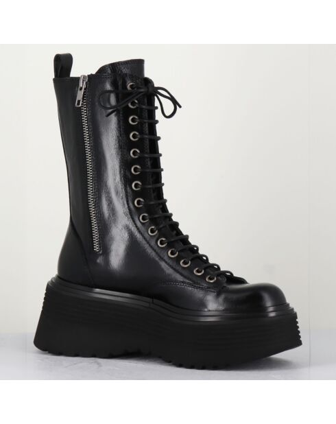 Boots en Cuir Pianu noires - Talon 6 cm