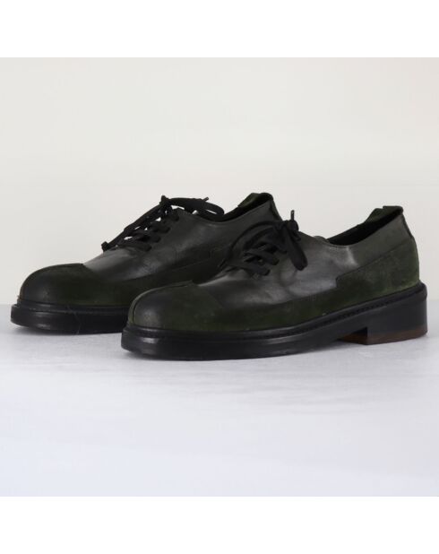 Derbies en Velours de Cuir Touch vertes