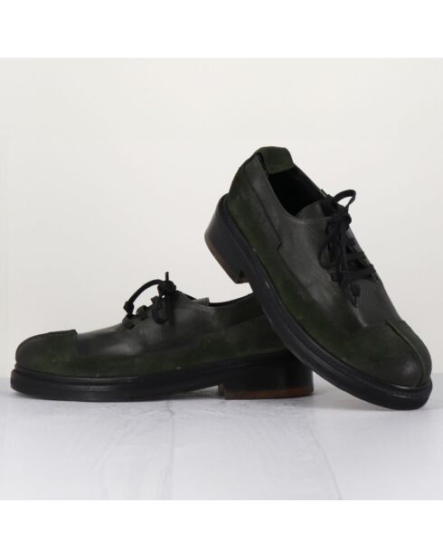 Derbies en Velours de Cuir Touch vertes
