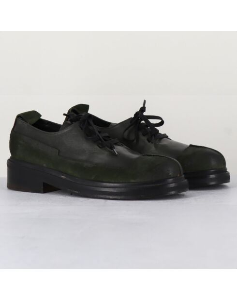 Derbies en Velours de Cuir Touch vertes