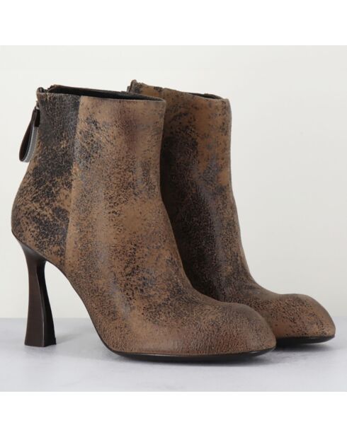 Bottines en Cuir marron - Talon 9 cm