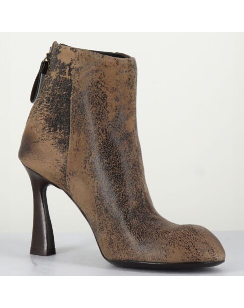 Bottines en Cuir marron - Talon 9 cm