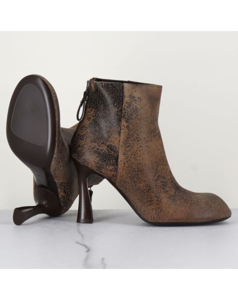 Bottines en Cuir marron - Talon 9 cm