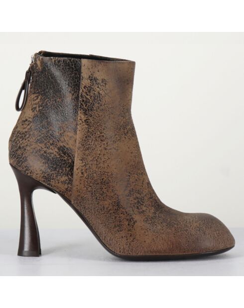 Bottines en Cuir marron - Talon 9 cm