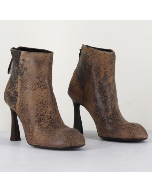Bottines en Cuir marron - Talon 9 cm
