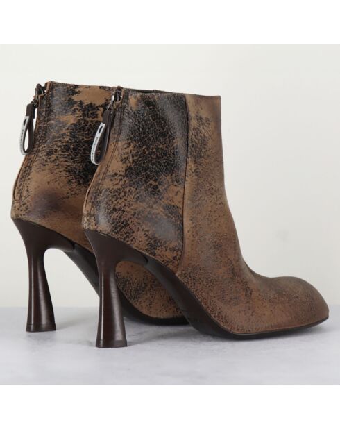 Bottines en Cuir marron - Talon 9 cm