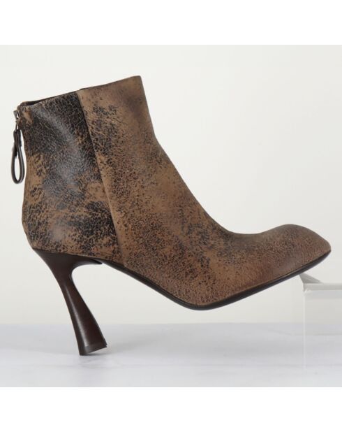 Bottines en Cuir marron - Talon 9 cm