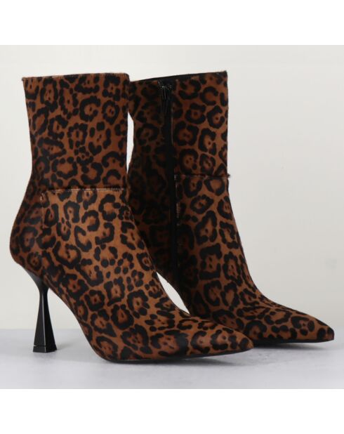Bottines en Cuir Asia leopard - Talon 9.5 cm