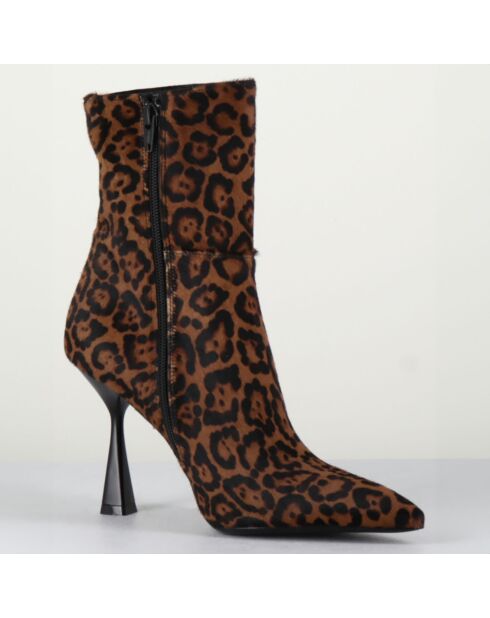 Bottines en Cuir Asia leopard - Talon 9.5 cm