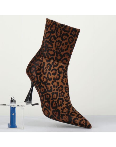 Bottines en Cuir Asia leopard - Talon 9.5 cm
